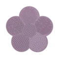 Purple flower-shaped silicone makeup brush cleaning mat with suction cups and textures - Flower Shape / Taro Purple