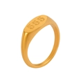 Anello minimalista in acciaio al titanio dorato con un design a numero 555 a rilievo - US 7 / Oro Numero 555