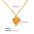 Gouden roestvrijstalen ketting met hartreliëf hanger en een kettinglengte van 40+5 cm - Stralend Hartpatroon Stijl (XL158 Gouden Halsketting)
