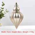 Champagne gold teardrop Christmas ornament with matte finish and glitter stripes 15x30cm - Gold Gourd Shaped (15*30cm)
