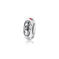 S925 sterling silver Cancer zodiac bead charm with red zircon gemstone inlay - 925 Sterling Silver / PA0167-4 (Cancer)