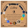 Detail of Libra zodiac beaded bracelet with natural tiger eye stone and gold star charm - Libra-Braided Cord