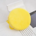 Mini round yellow plush coin purse and earphone case with a rotating clip hook - 8.5cm / Light Yellow