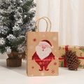 Christmas kraft paper gift bag with Santa Claus print and HO! HO! HO! text design - Kraft Paper / 025-5 HO HO HO Santa Claus (21x15x8)
