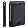 Slim black carbon fiber wallet for men with RFID protection and metal money clip - Black