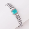 Luxuriöses Silberarmband mit türkisfarbenem Zirkonia und funkelnden Pavé-Kristallen - Türkisfarbener Zirkon