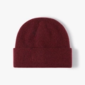 Classic dark red knitted winter beanie with thick cuffed brim and warm texture - One Size / Burgundy