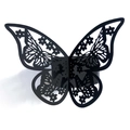 Portatovaglioli a farfalla nera in carta tagliata al laser con design elegante - Nero