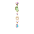 Hanging crystal suncatcher with green agate slice and moon star prism pendants - Green Agate/Gold Series