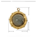 Detailed view of oval natural stone pendant with 14mm size and stainless steel specs - YE157-Grey Textured Round Stone