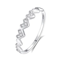 Polished S925 sterling silver wavy ring for women with sparkling cubic zirconia stones - US 6 / FDJZ-261 / White Gold