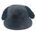 Detalle de gorro de peluche gris con orejas de perro negras y textura de piel sintética - M (56-58cm) / gris oscuro