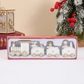 White and gold wooden Christmas train set in gift box with snowmen and bears - Y1212 4-Section / White