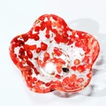 Irregular star-shaped glass bowl with red coral chips and gold foil inlays - Flower Petal / Red Coral & Gold Foil