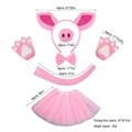 Pink plush pig costume set with pig ear headband, nose, gloves, bow tie, tail, and tutu - Pink Pig Ears 4-Piece Set + Gloves + Tutu Skirt