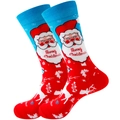 Christmas socks featuring Santa Claus and reindeer patterns in red and blue knit fabric - Size 38-45 / Sky Blue Santa Claus