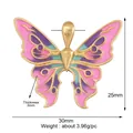Schmetterlingsanhänger mit rosa und lila Emaille, Goldrahmen, Größe 30mm x 25mm - Rosa Violetter Emaille-Schmetterling