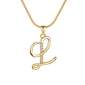 Golden snake chain necklace featuring a zircon-encrusted letter L pendant on a white background - Letter L Style (MY2495-14)