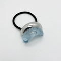 U-shaped hair tie with silver metal and translucent light blue resin decorative buckle - Silver/Light Blue