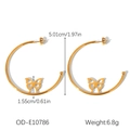 Détail de boucles d'oreilles créoles dorées 50mm avec papillon et spécifications - 5cm Or Créoles Papillon