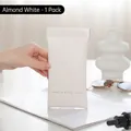 Funda de gafas portátil de cuero sintético blanco almendra con cierre de resorte - Mediano / Blanco Albaricoque Lechoso