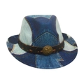 Cappello jazz per bambini con stampa denim, fibbia a stella e fascia borchiata - Stile Stella Patchwork in Denim / Blu Reale