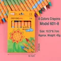 8-color box of kids' non-toxic wax crayons with cartoon labels for students - Yellow Box 8 Colors
