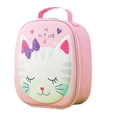 Pink cartoon cat EVA insulated lunch bag with bow detail and carry handle for kids - White Cat