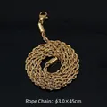 Golden 3.0mm x 45cm stainless steel rope chain necklace with durable lobster clasp - 3.0mm x 45cm / Gold