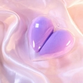 Purple heart-shaped makeup sponge set in a clear plastic case on pink silk fabric - Light Purple Heart/OPP Bag