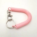 Pink spiral plastic spring keychain with metal clasp for anti-lost phone security - Pink