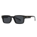Modern square black frame sunglasses with gold star rivets and dark lenses shown in 45-degree angle - Black Frame Black Lens (C6)