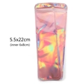 Holographic pink long resealable bag for eyelash brushes, 5.5x22cm plastic pouch - 5.5*22cm