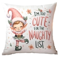 Detailed plush texture of pink snowman Christmas pillowcase with cute elf illustration - Cute Naughty List Gnome (TQDS88-17)