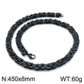 Matte black Byzantine chain necklace in 450mm length with 8mm width for men - 8mm x 18cm / Black