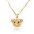 Ciondolo a forma di orso dorato con perla bianca e riflesso specchiato su sfondo bianco - Stile Orso Intarsiato con Perla (AL-D1051)