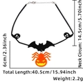 Verstellbare Halloween Filzhalskette mit Fledermaus und Geist, inklusive Maßangaben - Fledermaus Spinne Kürbis