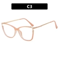 Cat-Eye-Brillengestell in Transparent-Rosa mit goldenen Metallbügeln für Damen C3 - Helltee