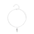 Cavigliera doppia argentata boho con pendenti a punta minimalisti e chiusura a moschettone - Triangolo Argento Lucido