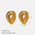 Polished 18K gold-plated stainless steel chunky teardrop earrings, 26mm x 21mm - Gold Chunky Drop Studs