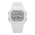 White digital sports watch with square dial and rubber strap for students and outdoors - White
