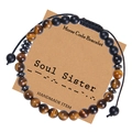 Pulsera Soul Sister hecha a mano con código Morse, perlas ojo de tigre y piedras magnéticas - Soul Sister-Pulsera de Código Morse (Ojo de Tigre Amarillo)