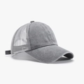 Adjustable grey vintage washed cotton mesh trucker hat with breathable back panels - Adjustable / Smoke