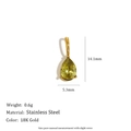 18K gold plated stainless steel teardrop pendant featuring a yellow-green birthstone gem - Olive Yellow