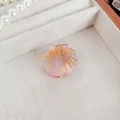 Pinza per capelli a conchiglia rosa con strisce dorate e finitura perlata su vassoio - Rosa Metallico