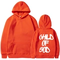 Orange oversized hoodie with white CHILD OF GOD back print and kangaroo pocket detail - S / Orange