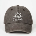 Gorra de béisbol de algodón lavado gris carbón con bordado blanco de ancla Captain - Talla única / café