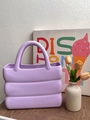 Chic lavender EVA tote bag featuring a unique wave texture and minimalist handle design - Purple