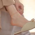 Double-layered 18K gold-plated anklet with a hollow geometric pendant for women - F108 Fu Plaque Double Layer Anklet