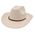 Classic western cowboy hat in beige felt with a black woven band and wide brim - M (56-58cm) / Beige